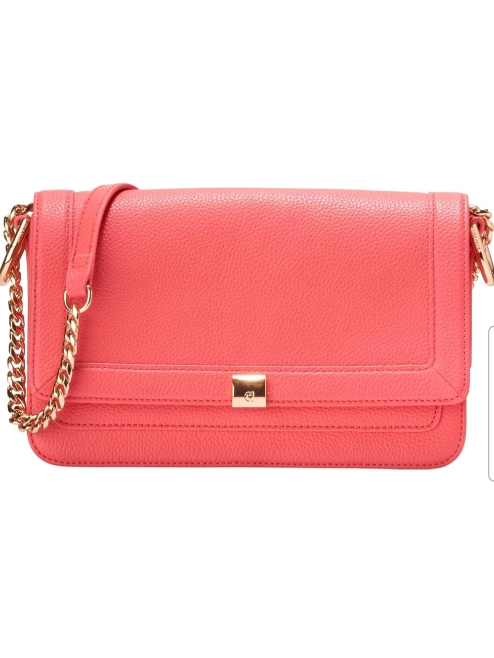 Cole Haan Daniella Chain Leather Crossbody Shoulder Bag in Dubarry Coral - NWT